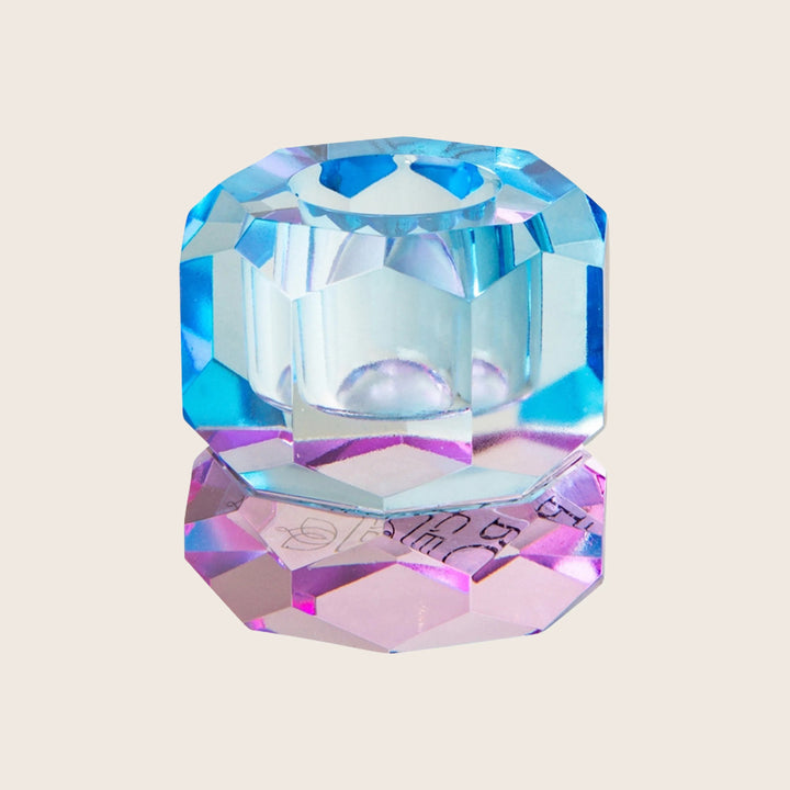 Two-Tone Crystal Candle Holder Violet/Cobalt