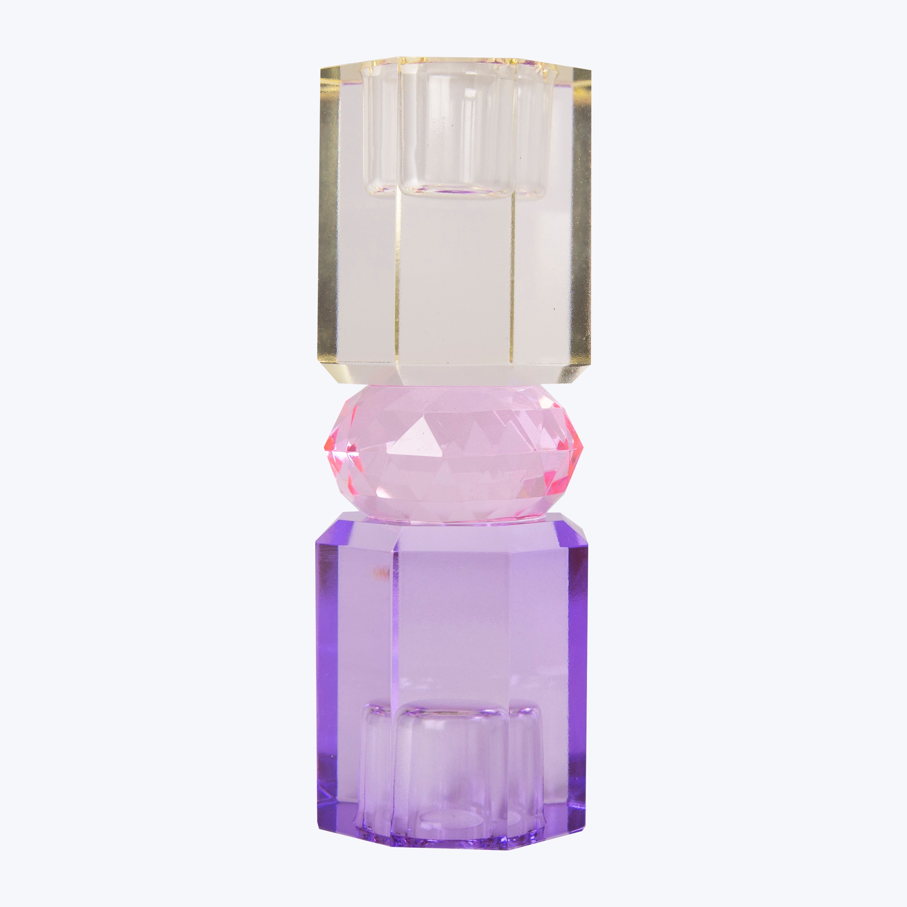 Ornamental Crystal Candle Holder Butter/Baby Pink/Violet