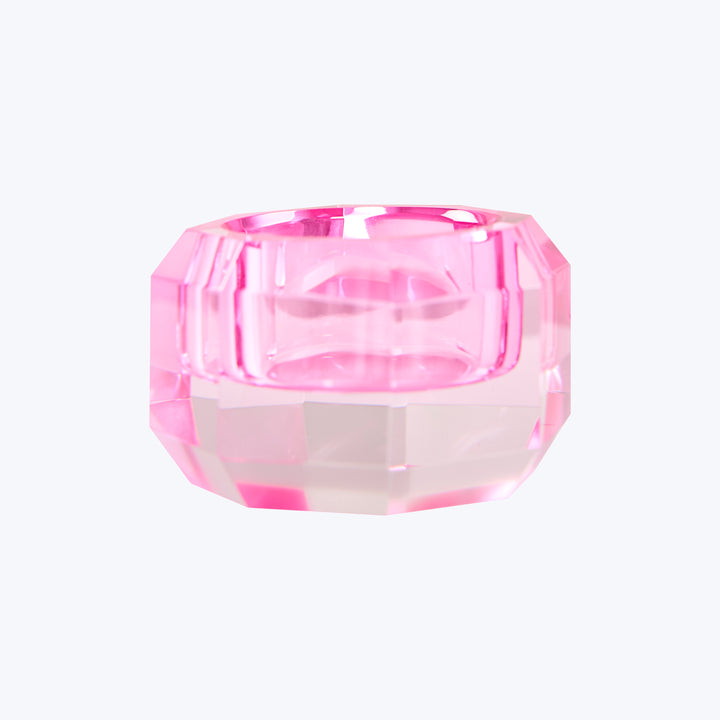 Round Crystal Candle Holder Pink
