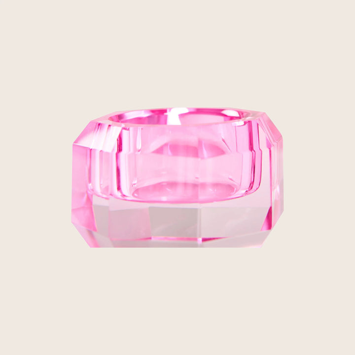 Round Crystal Candle Holder Pink