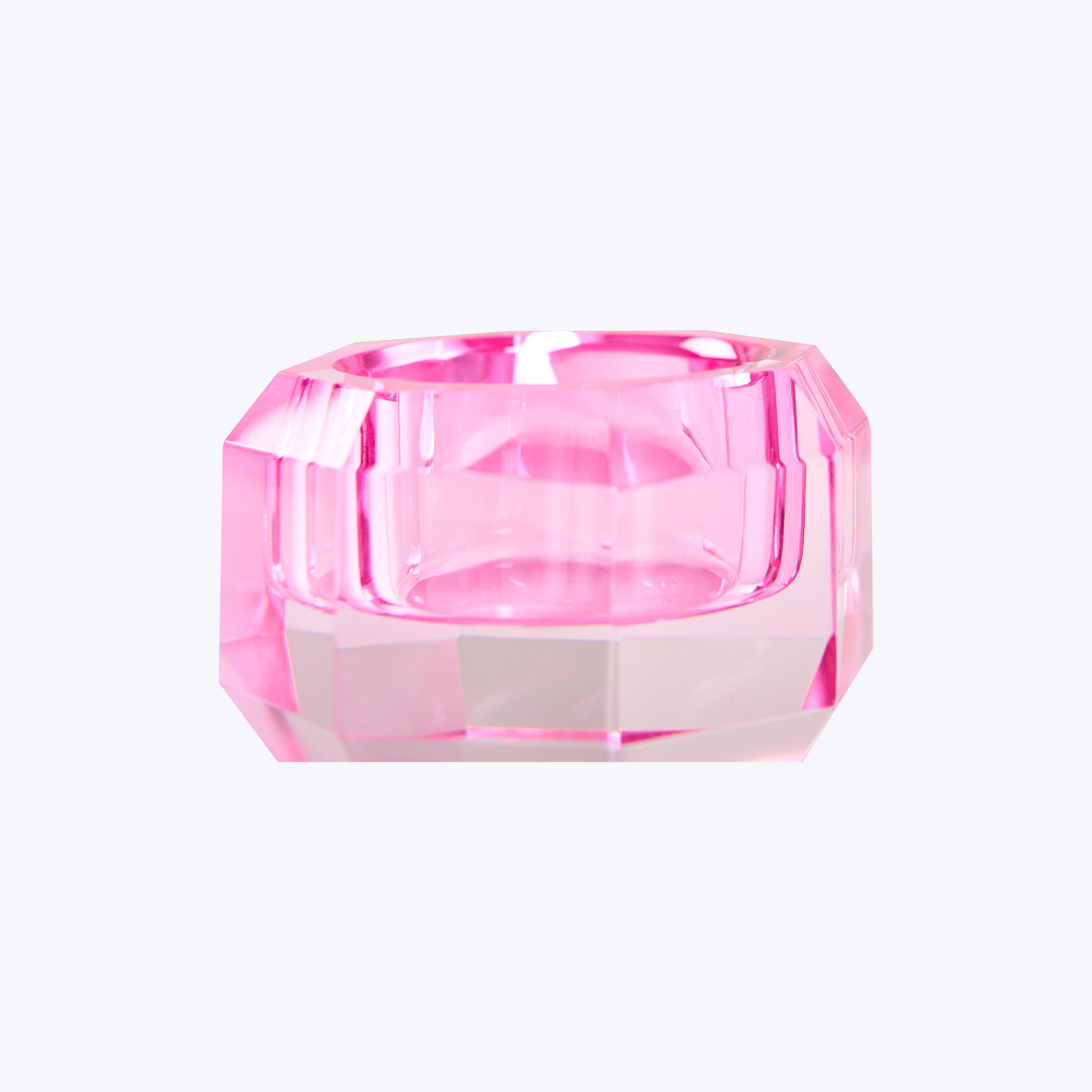 Round Crystal Candle Holder Pink