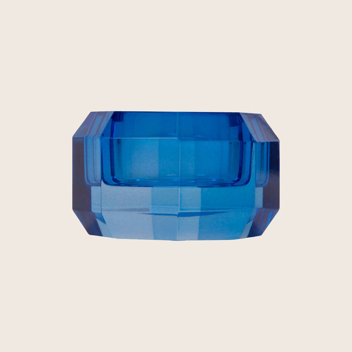 Round Crystal Candle Holder Cobalt