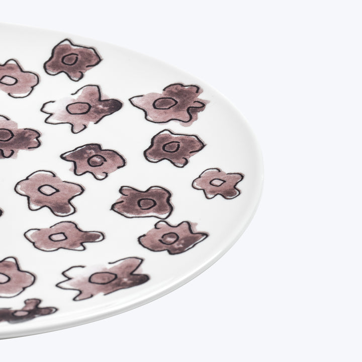 Midnight Flowers Dessert Plate Dark Viola