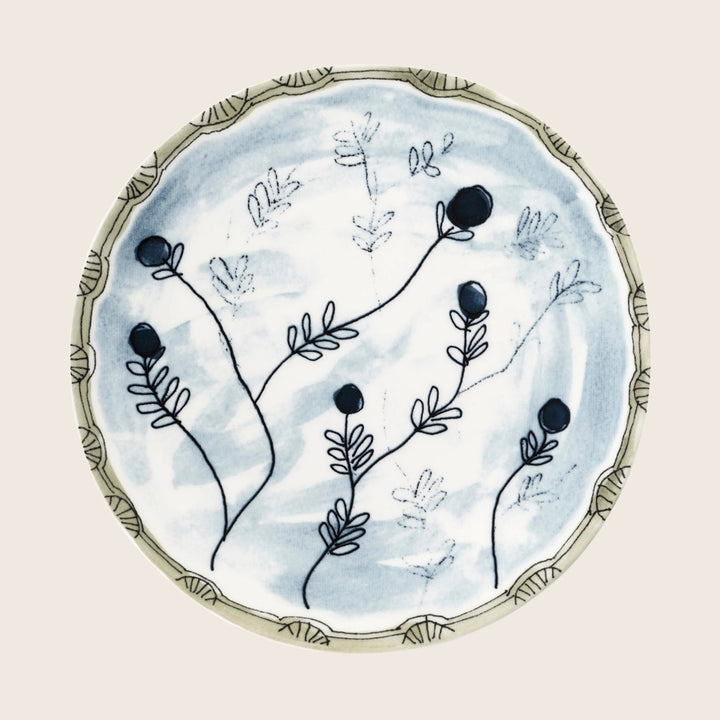 Midnight Flowers Dessert Plate Mirtillo Tea