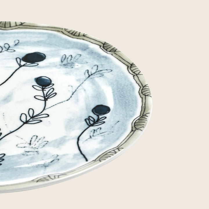 Midnight Flowers Dessert Plate Mirtillo Tea