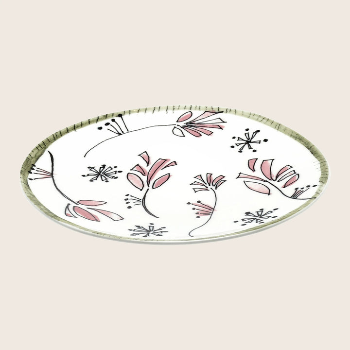 Midnight Flowers Dessert Plate Fiore Rosa