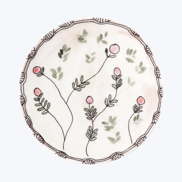 Midnight Flowers Dessert Plate Mirtillo Nude