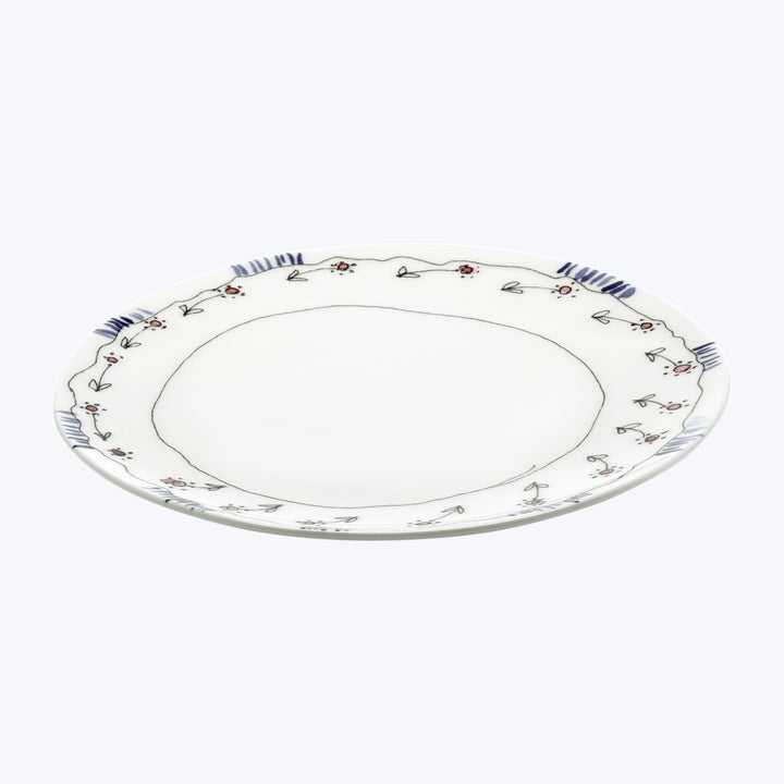 Midnight Flowers Dessert Plate Anemone Milk