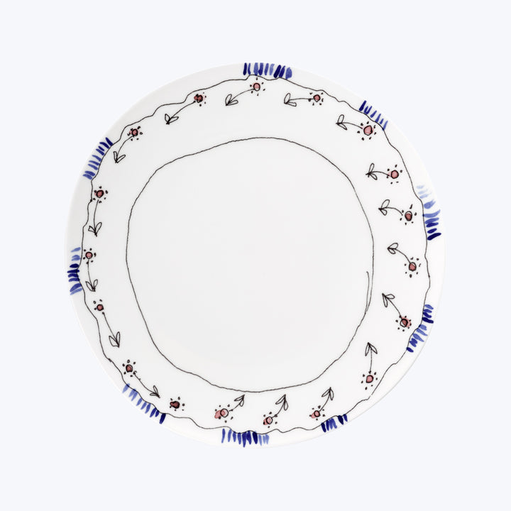 Midnight Flowers Salad Plate Anemone Milk