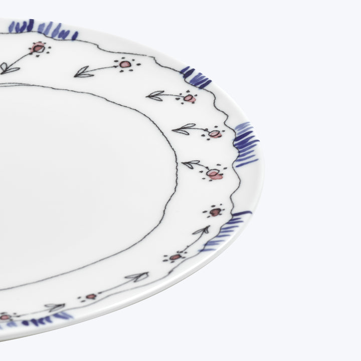 Midnight Flowers Salad Plate Anemone Milk