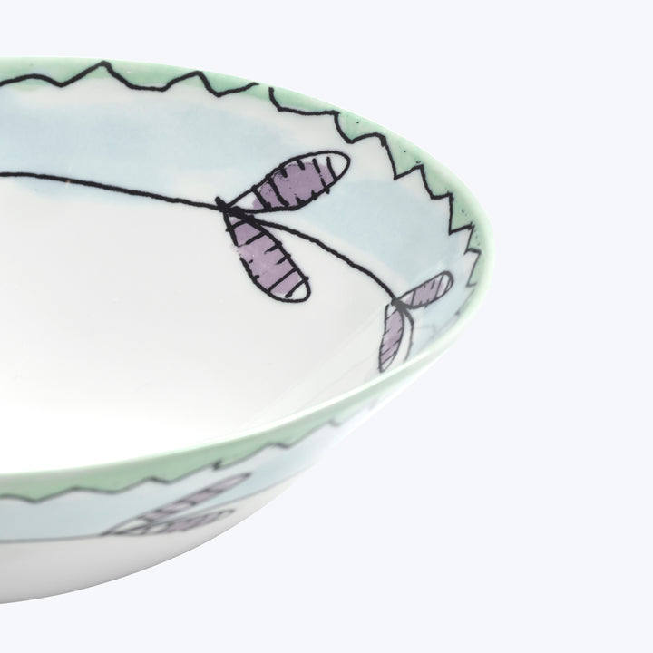 Midnight Flowers Low Soup Bowl Blossom Milk