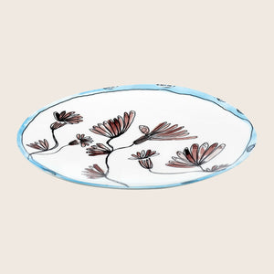Midnight Flowers Large Round Serving Plate Camelia Aubergine