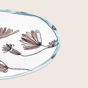 Midnight Flowers Large Round Serving Plate Camelia Aubergine - hover