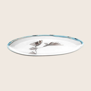 Midnight Flowers Large Oval Serving Plate Camelia Aubergine