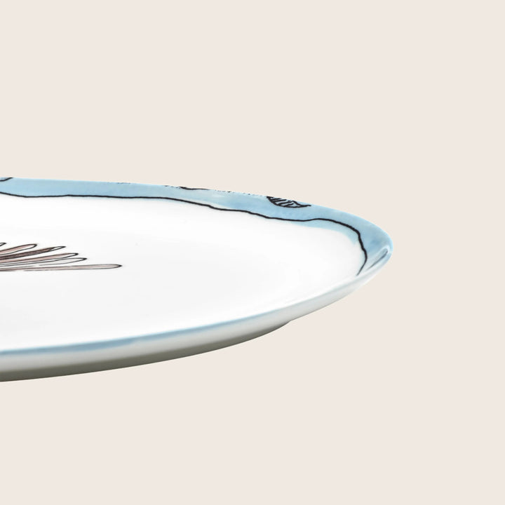 Midnight Flowers Large Oval Serving Plate Camelia Aubergine