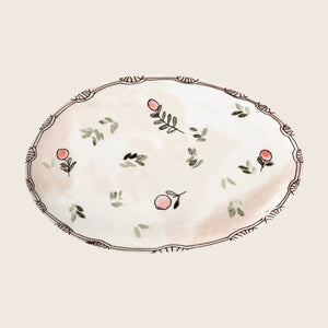 Midnight Flowers Large Oval Serving Plate Camelia Aubergine - hover
