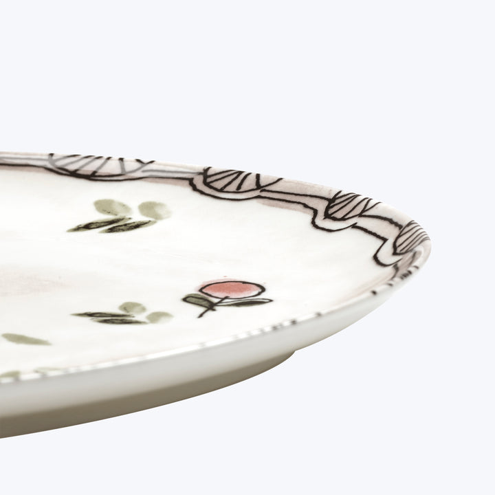 Midnight Flowers Large Oval Serving Plate Mirtillo Nude