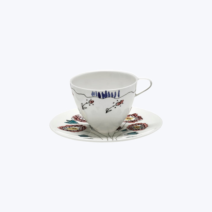 Midnight Flowers Coffee Cup + Saucer Anemone Milk