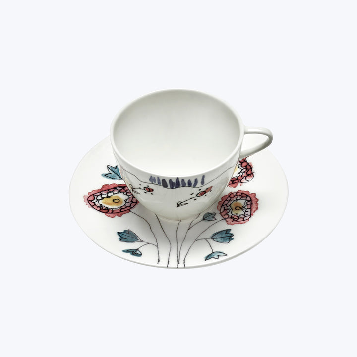Midnight Flowers Coffee Cup + Saucer Anemone Milk