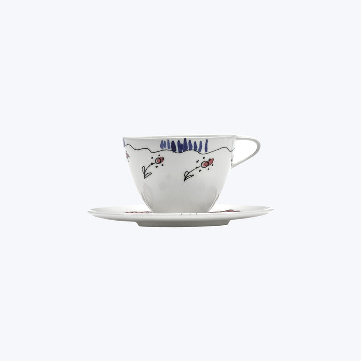 Midnight Flowers Coffee Cup + Saucer Anemone Milk