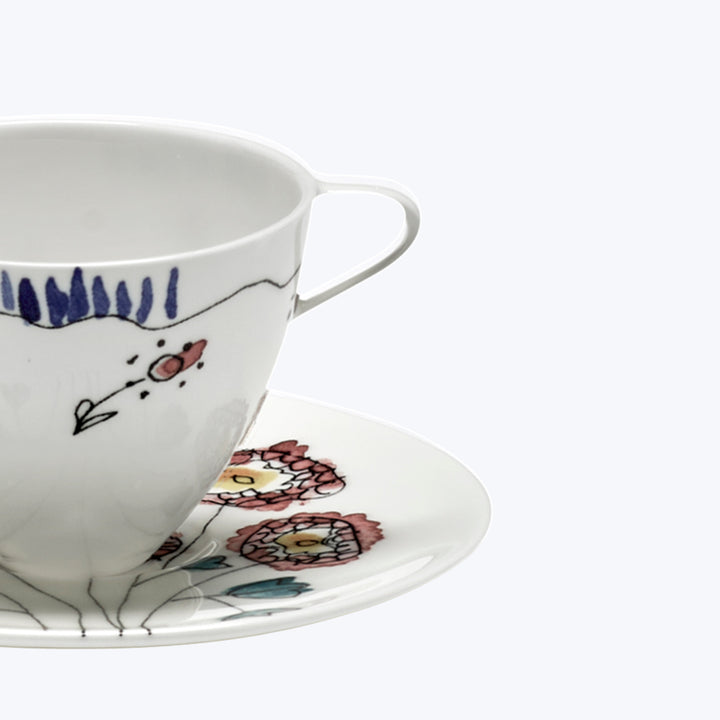 Midnight Flowers Coffee Cup + Saucer Anemone Milk