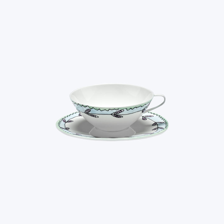 Midnight Flowers Tea Cup + Saucer Blossom Milk
