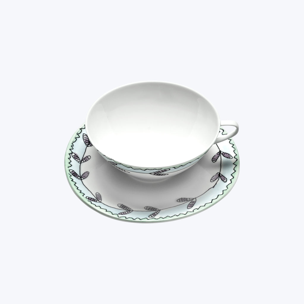 Midnight Flowers Tea Cup + Saucer Blossom Milk