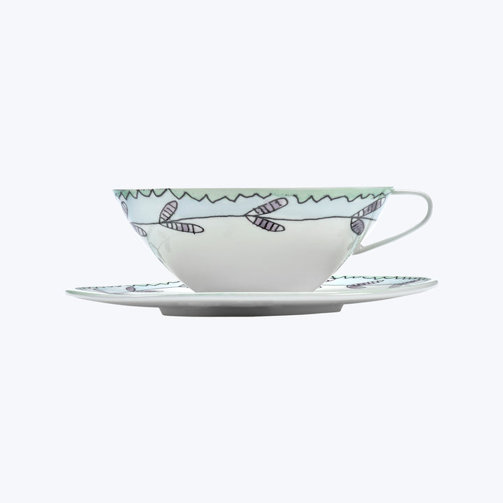 Midnight Flowers Tea Cup + Saucer Blossom Milk