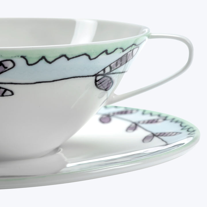 Midnight Flowers Tea Cup + Saucer Blossom Milk