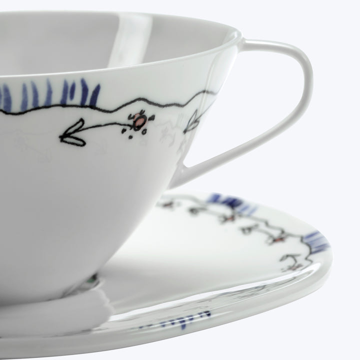 Midnight Flowers Tea Cup + Saucer Anemone Milk