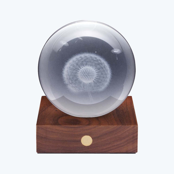 Amber Crystal Dandelion Light Walnut / Wood + Crystal Glass