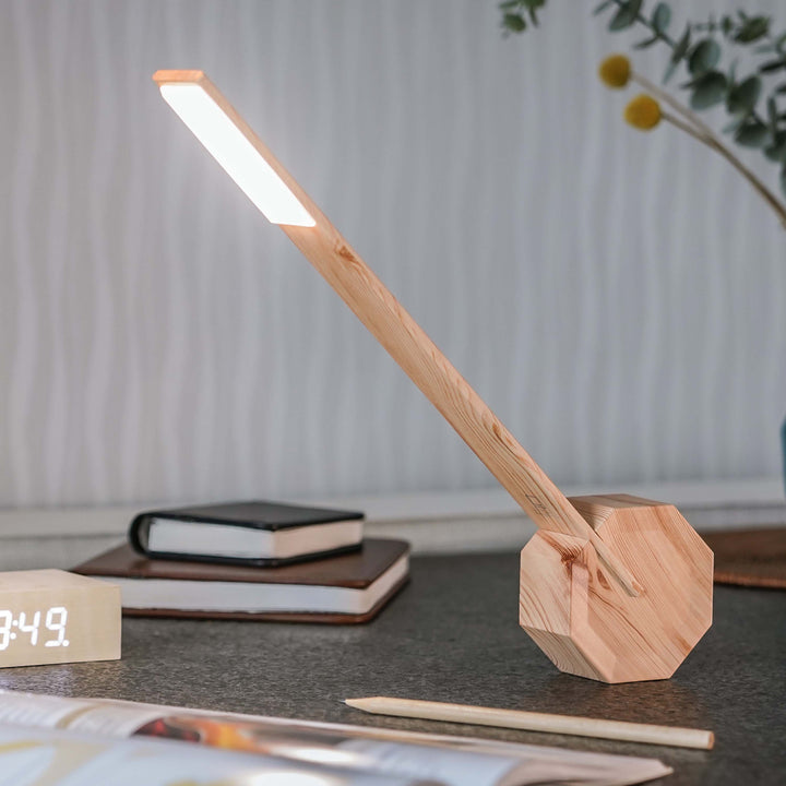 Octagon One Desk Light, Maple Maple / Aluminium, PLA + Screen Print