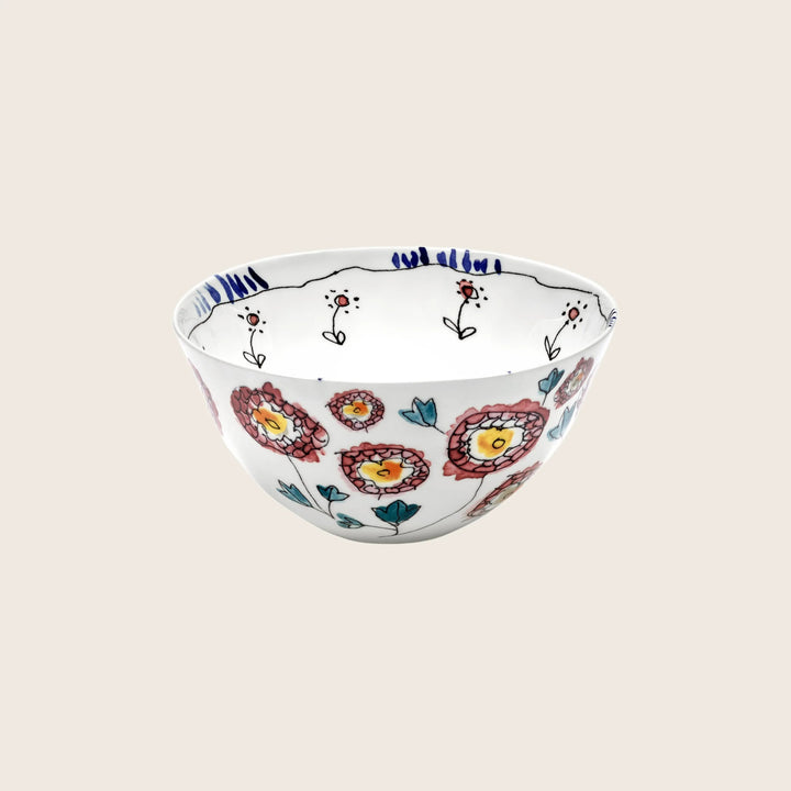 Midnight Flowers Soup Bowl Anemone Milk