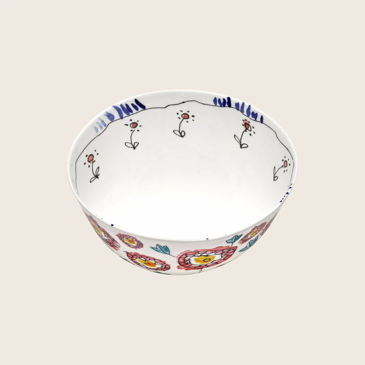 Midnight Flowers Soup Bowl Anemone Milk