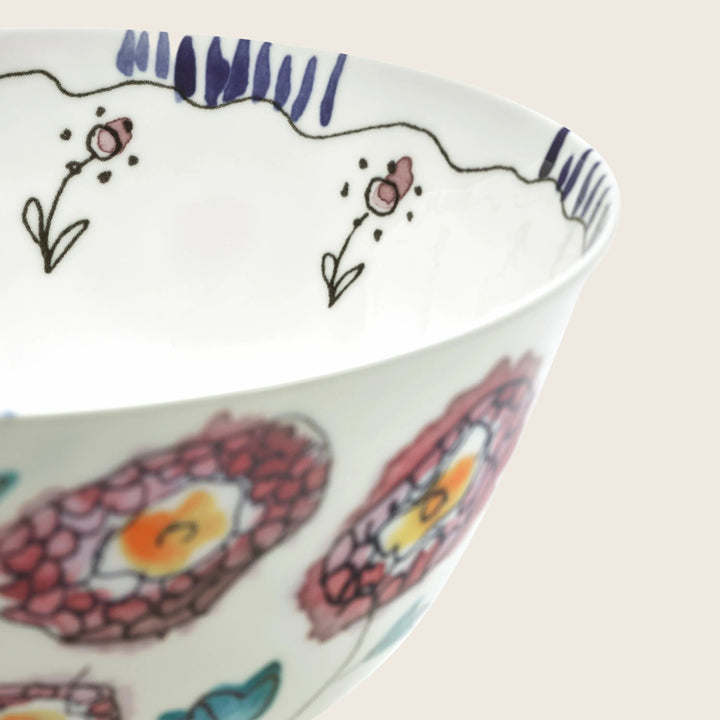 Midnight Flowers Soup Bowl Anemone Milk