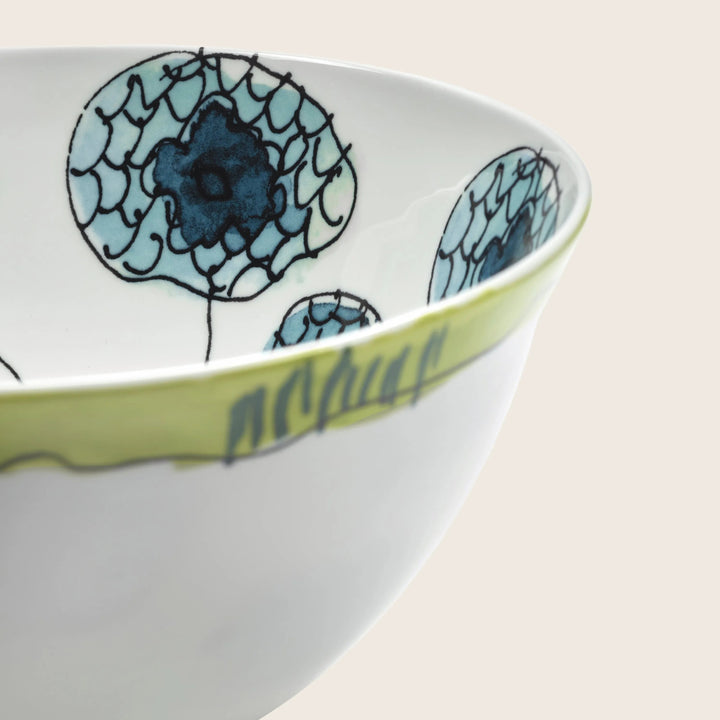 Midnight Flowers Small Serving Bowl Anemone Vaniglia