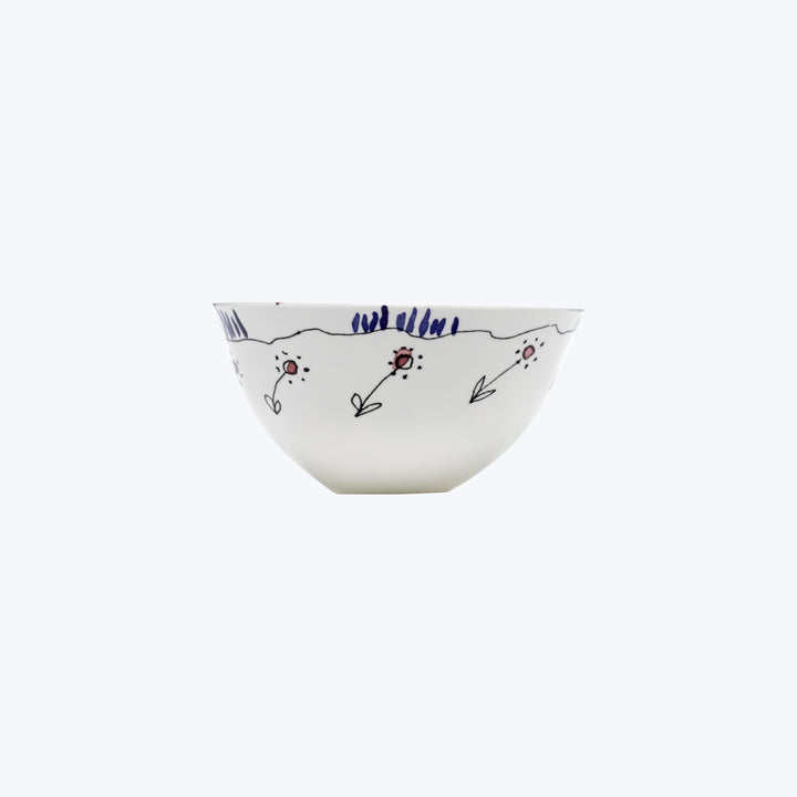 Midnight Flowers Small Serving Bowl Anemone Milk
