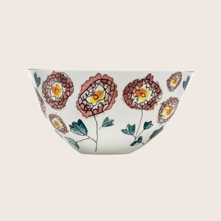 Midnight Flowers Large Serving Bowl Anemone Milk