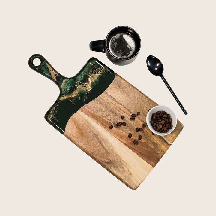Modern coffee-themed still life composition on white background with style.