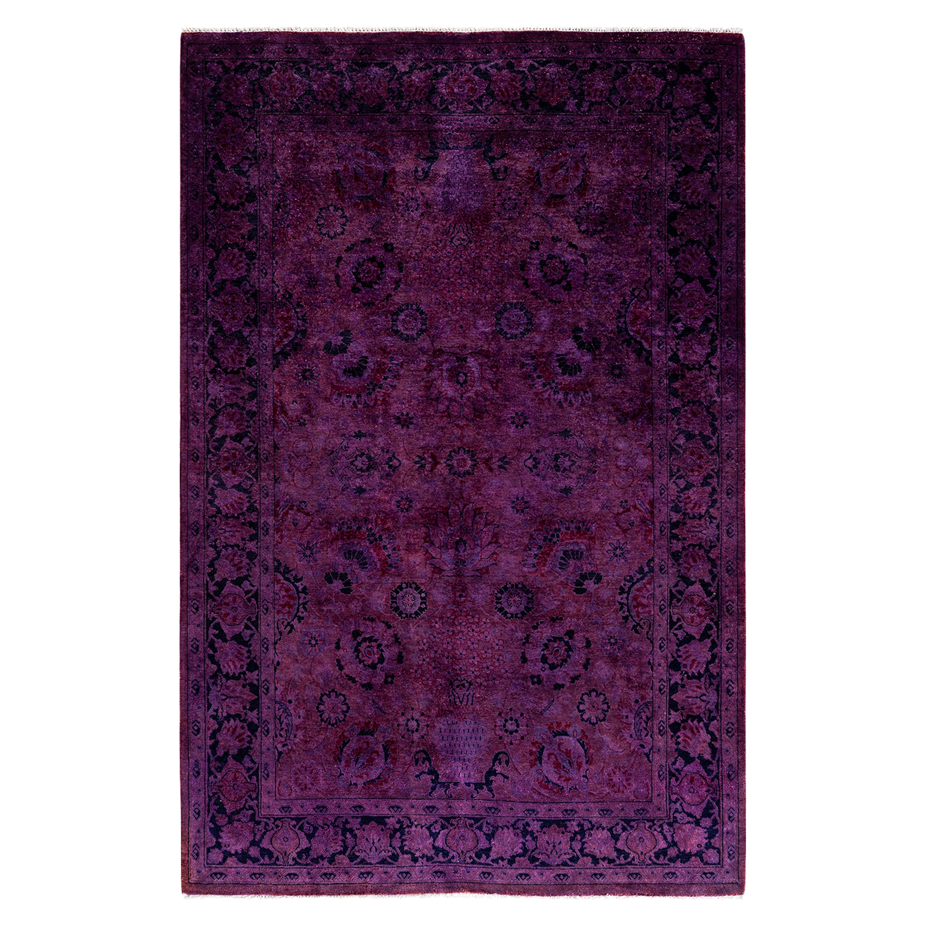 Overdyed Purple Wool Rug - 4'3" x 6'4" Default Title