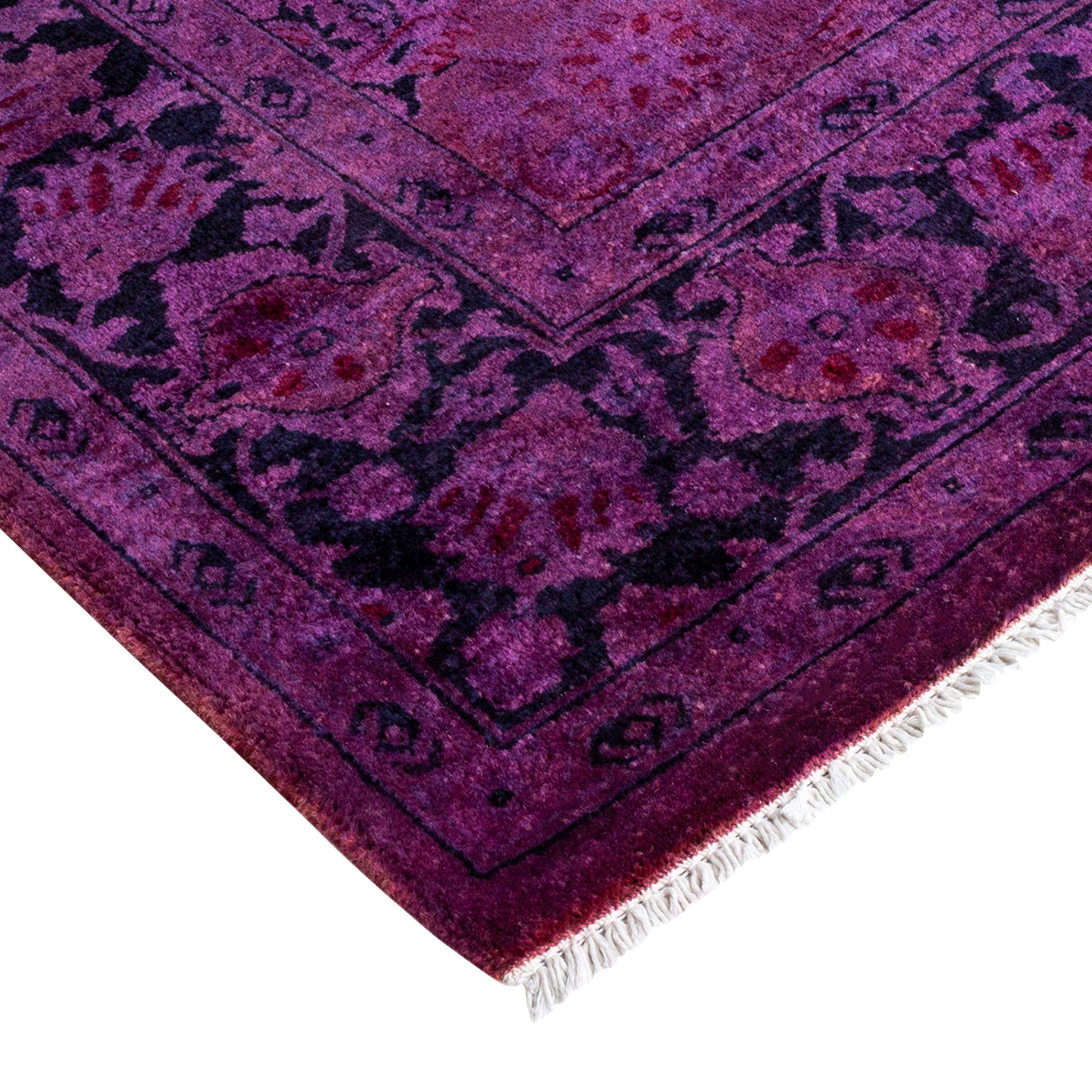 Overdyed Purple Wool Rug - 4'3" x 6'4" Default Title