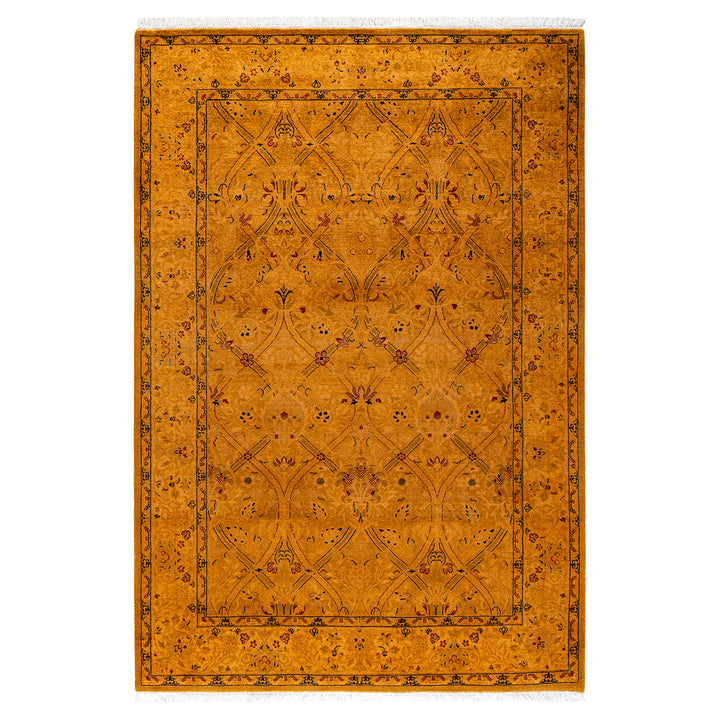 Overdyed Gold Wool Rug - 4'2" x 6'3" Default Title