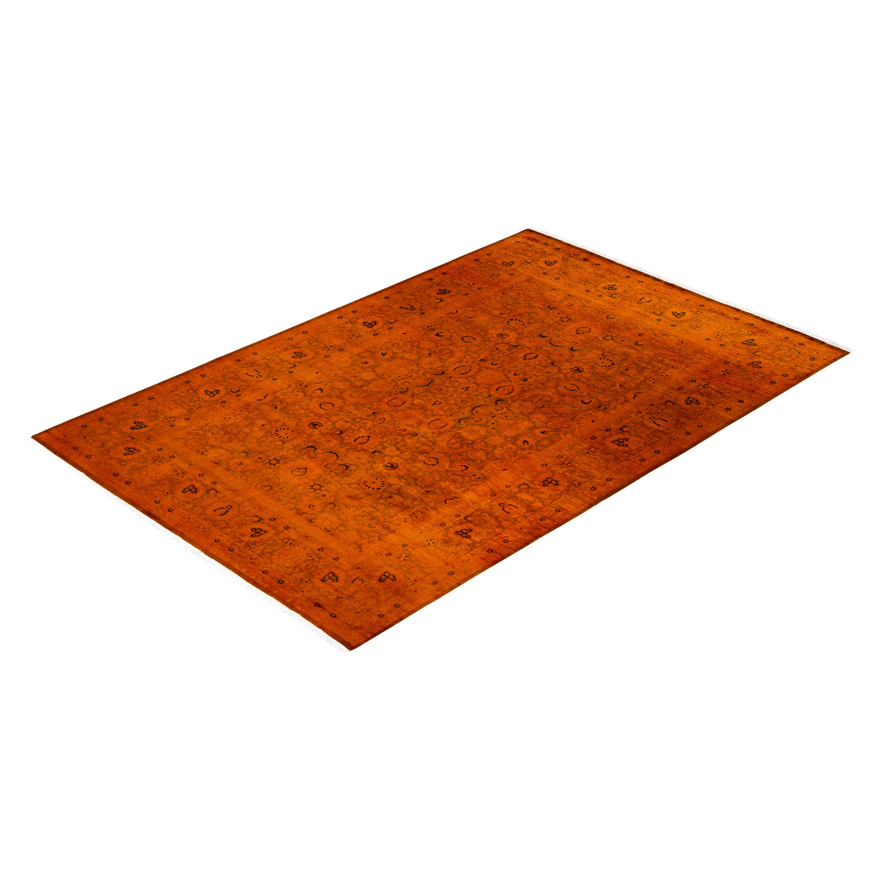 Overdyed Orange Wool Rug - 6' x 9'2" Default Title