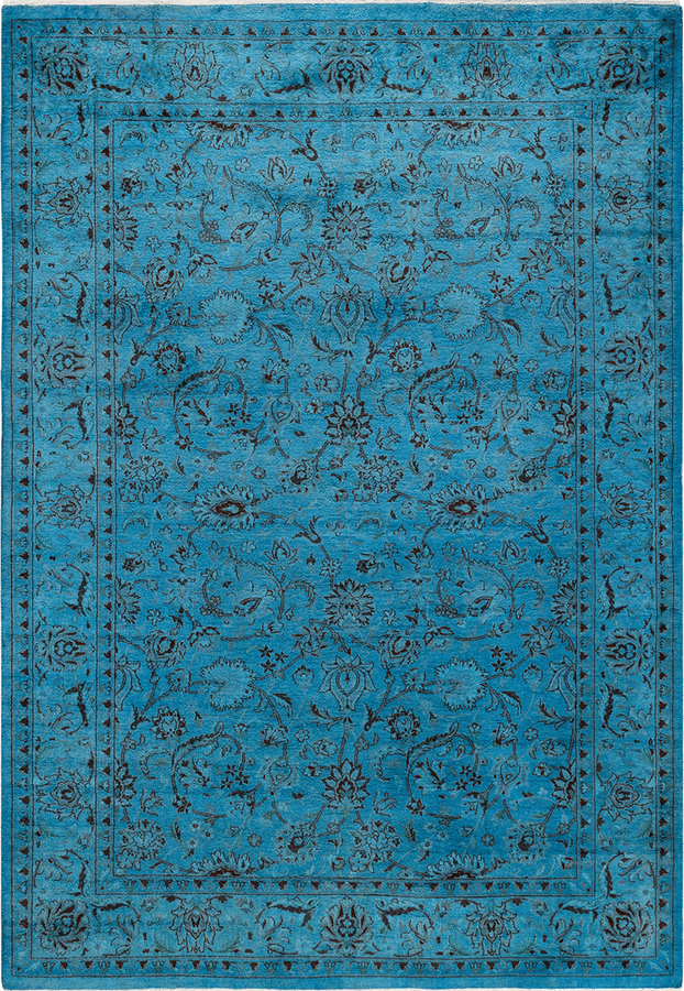 Blue and Brown Overdyed Wool Rug - 4'2