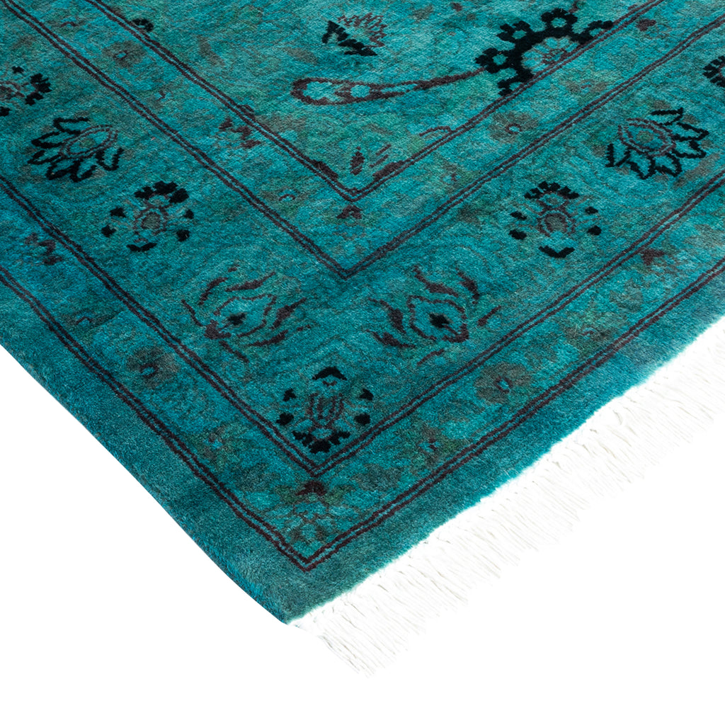 Teal Blue Overdyed Wool Rug - 3'2