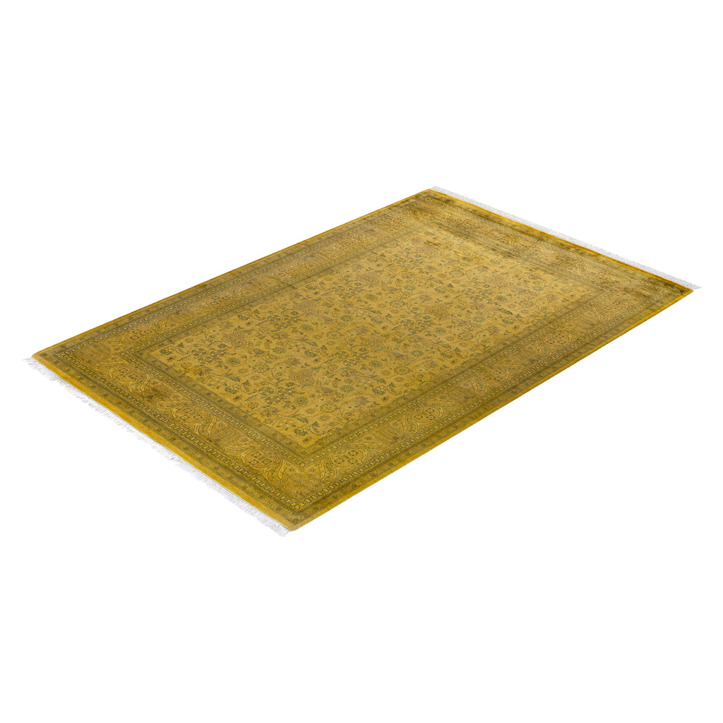 Overdyed Yellow Wool Rug - 4'3" x 6'5" Default Title