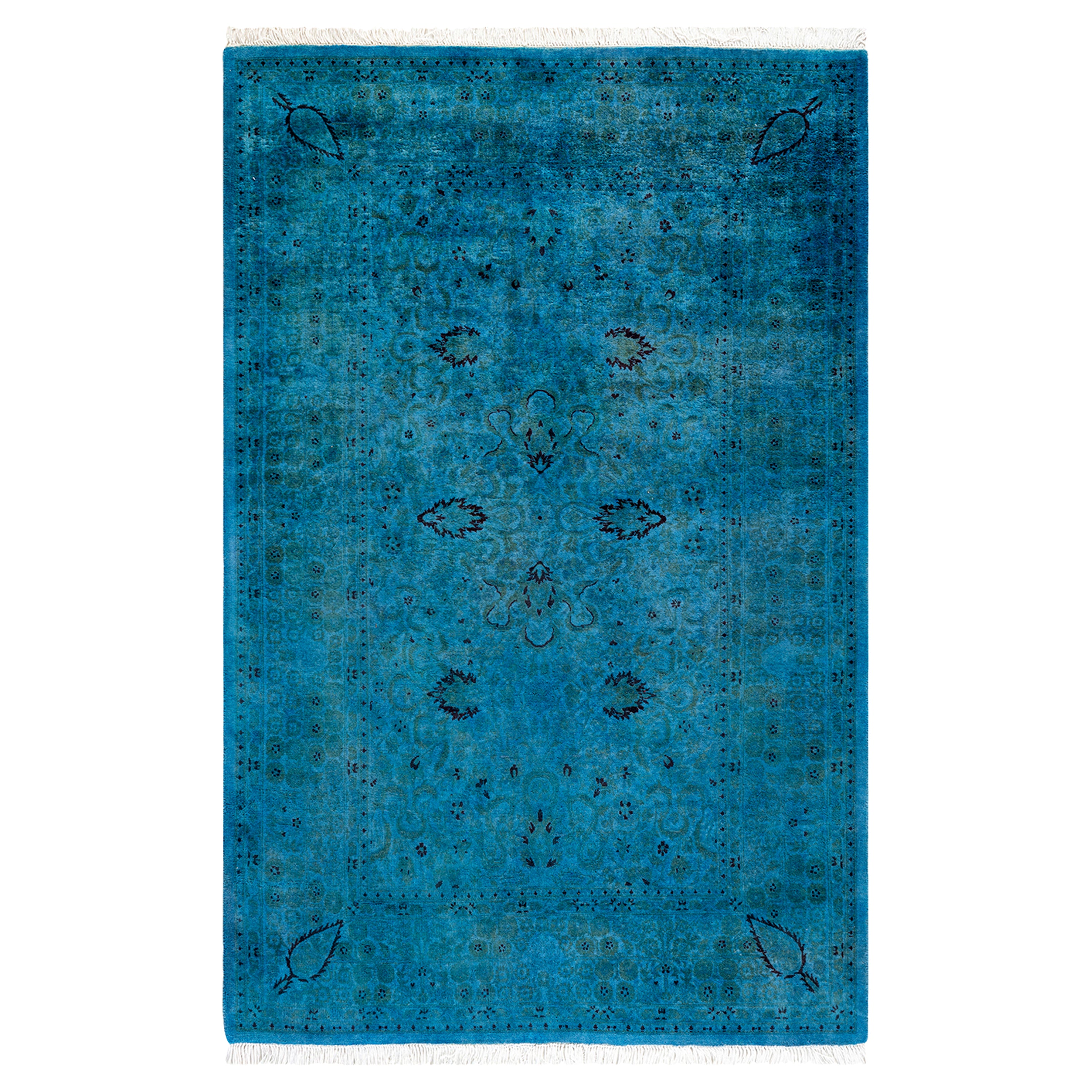 Overdyed Blue Wool Rug - 4'3" x 6'6" Default Title