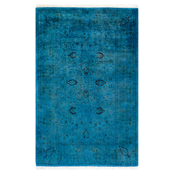 Overdyed Blue Wool Rug - 4'3" x 6'6" Default Title
