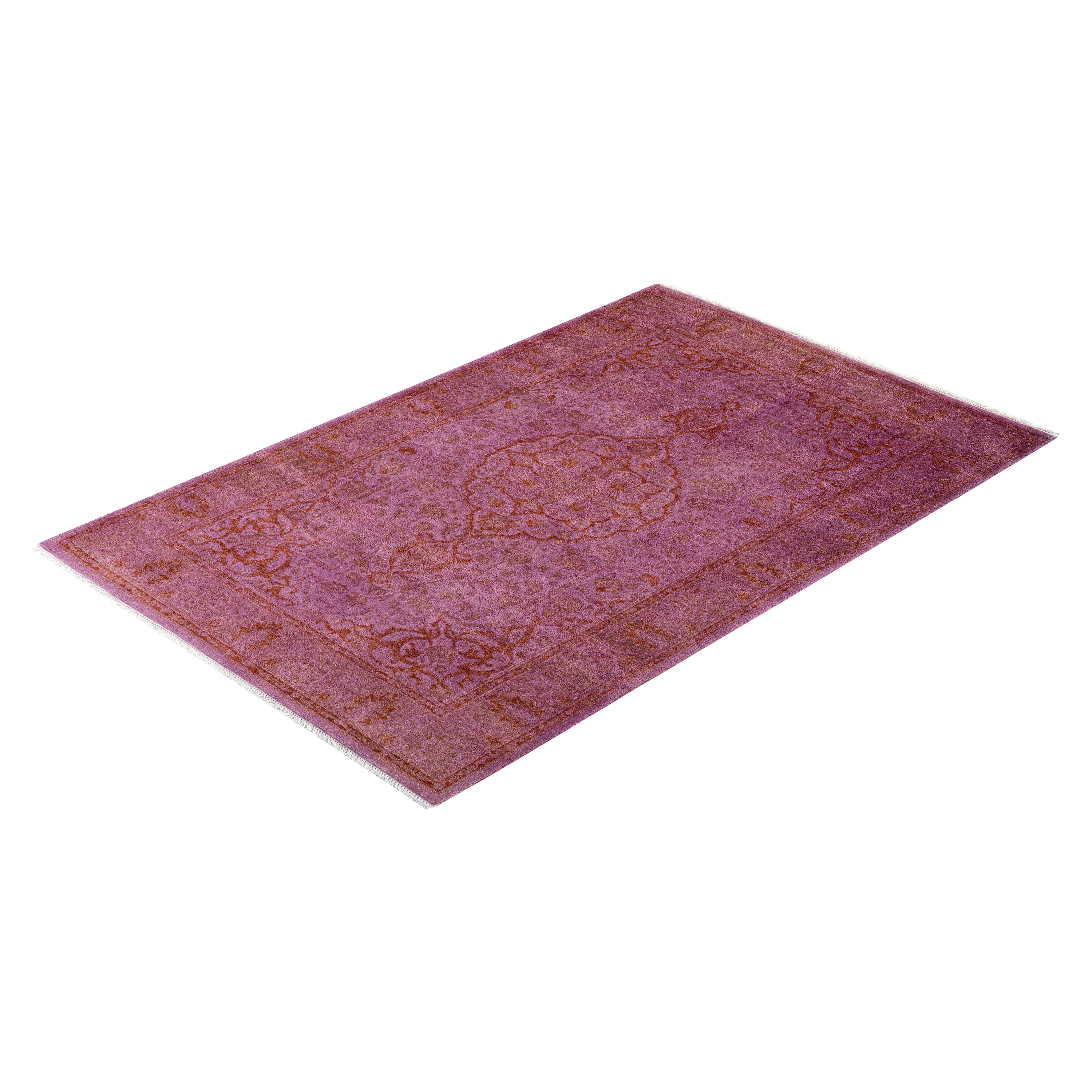 Overdyed Pink Wool Rug - 3'2" x 4'10" Default Title