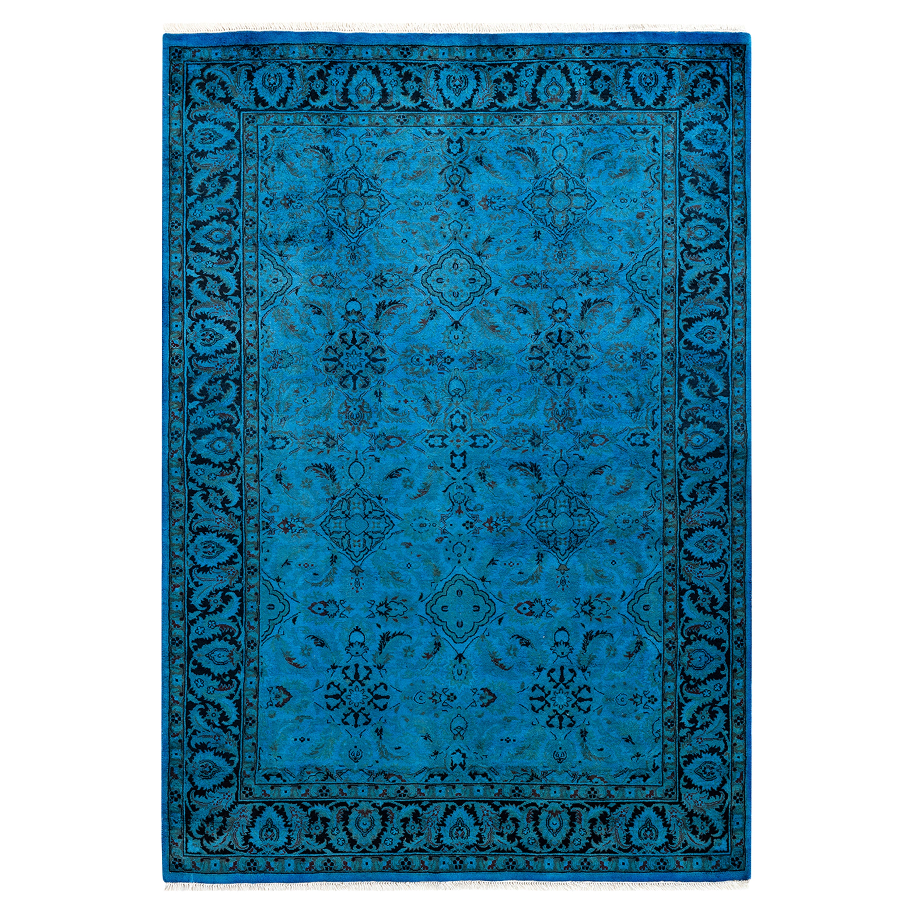 Overdyed Blue Wool Rug - 4'4" x 6'6" Default Title